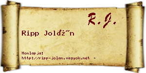 Ripp Jolán névjegykártya